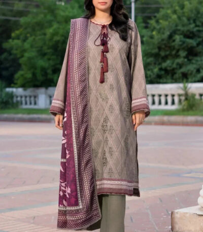 3PC Embroidered stitched Khaddar Suit KKHE-4294