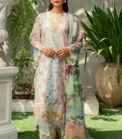 3PC Embroidered stitched Lawn Suit KC-4146