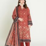 3PC Embroidered stitched Lawn Suit KL-3900