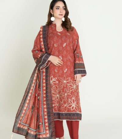 3PC Embroidered stitched Lawn Suit KL-3900