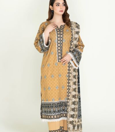 3PC Embroidered stitched Lawn Suit KL-3901
