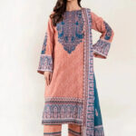 3PC Embroidered stitched Lawn Suit | KL-3945