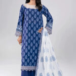 3PC Embroidered stitched Lawn Suit | KL-4076