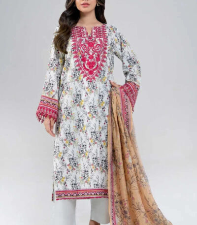 3PC Embroidered stitched Lawn Suit | KL-4106