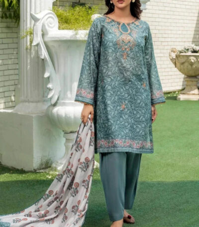 3PC Embroidered stitched Lawn Suit | KL-4141