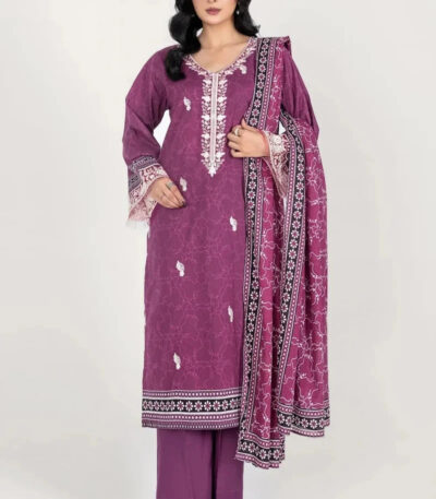 3PC Embroidered stitched Lawn Suit | KL-4186