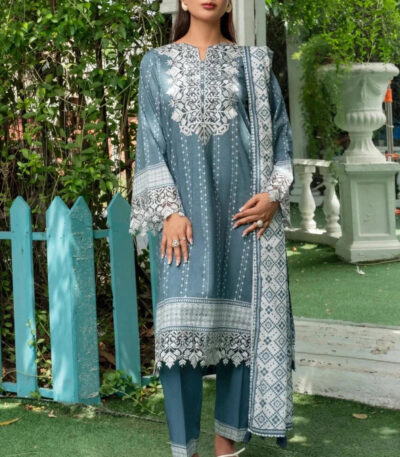 3PC Embroidered stitched Lawn Suit | KL-4189