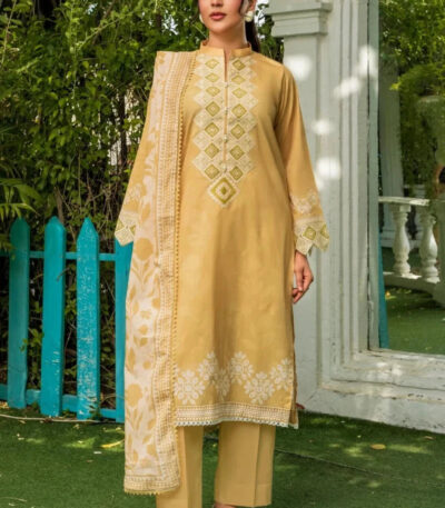 3PC Embroidered stitched Lawn Suit | KL-4190