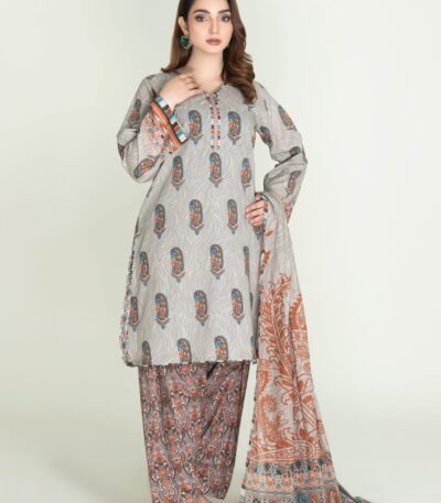 3PC Printed stitched Lawn Suit KLA-3715
