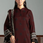 3PC Printed stitched Linen Suit KLE-4329