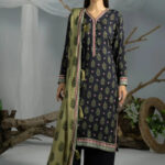 3PC Printed stitched Linen Suit KLE-4392