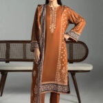3PC Printed stitched Linen Suit KLE-4395