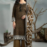 3PC Printed stitched Linen Suit KLE-4397