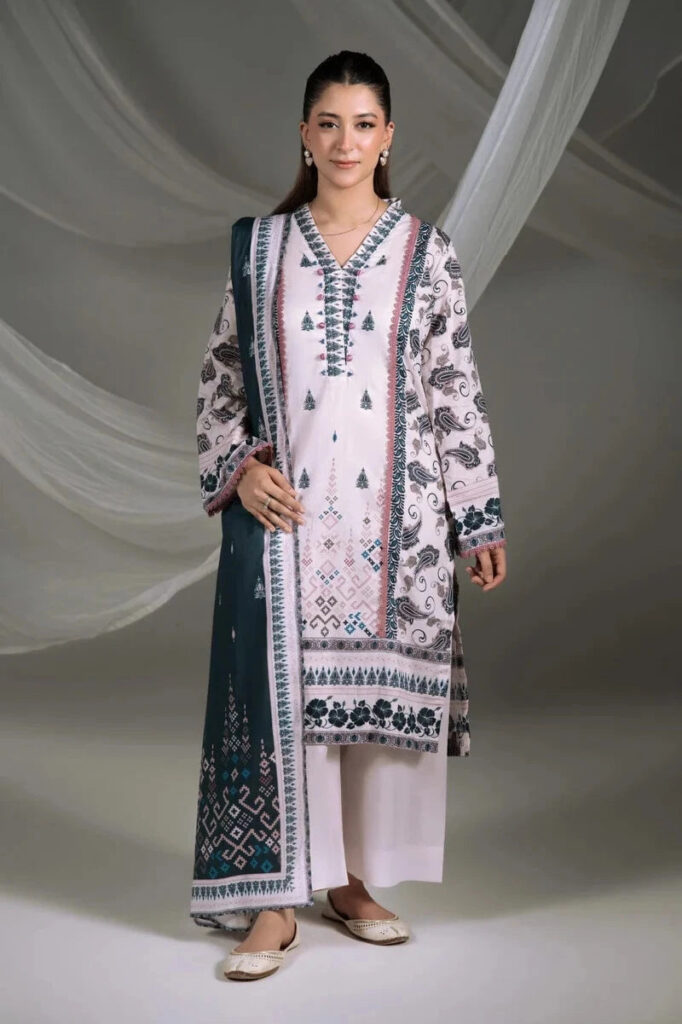 3PC stitched Printed Cambric Suit | KCC-4240