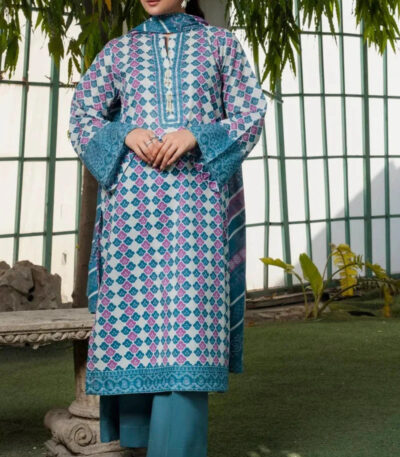 3PC stitched Printed Lawn Suit | KLA-4121 A