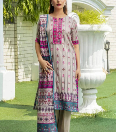3PC stitched Printed Lawn Suit | KLA-4131