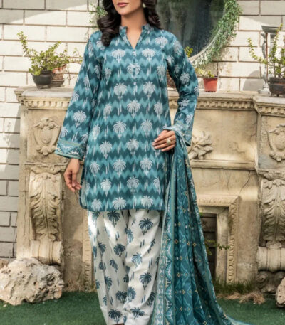 3PC stitched Printed Lawn Suit | KLA-4136