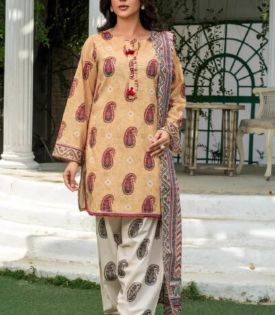 3PC stitched Printed Lawn Suit | KLA-4138