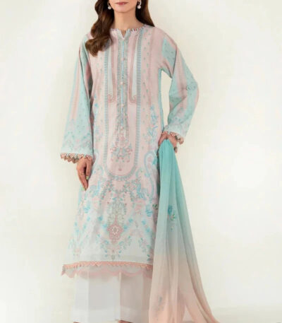 3PC stitched Printed Lawn Suit | KLAC-3996