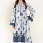 3PC stitched Printed Lawn Suit | KLAC-3998