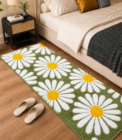 Flower Green Runner Mat