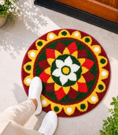 Rangoli Marigold Bloom Door and Bathroom Mat