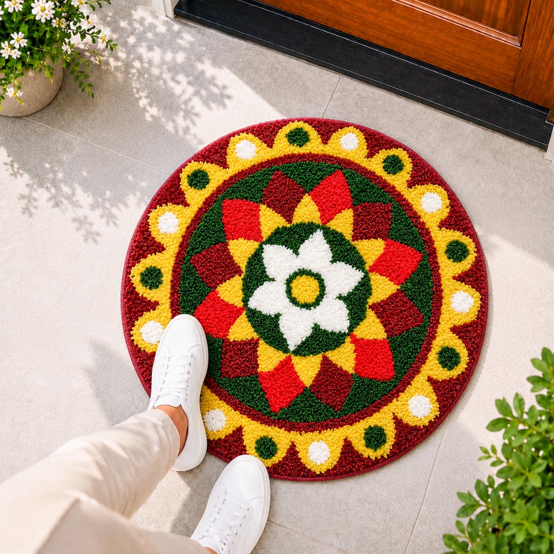 Roseate-Home-doormat-bathmat-Rangoli-D1-1.jpg Rangoli Marigold Bloom Door and Bathroom Mat