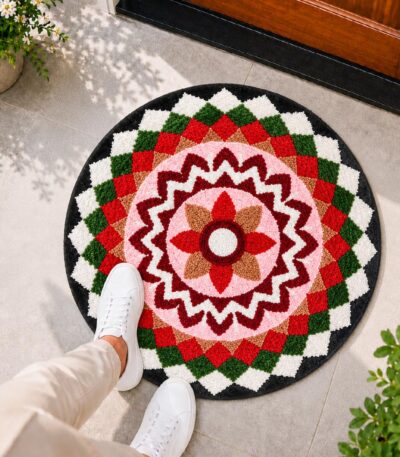 Rangoli Chevron Bloom Door and Bathroom Mat
