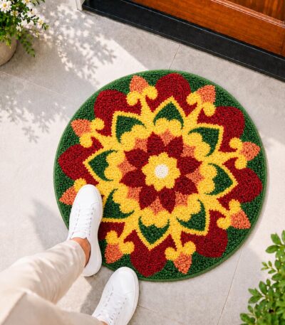 Rangoli Lotus Garden Door and Bathroom Mat