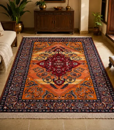 madeinnortheast--Saffron Medallion Persian Carpet