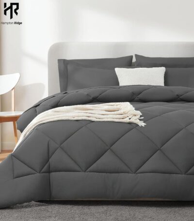 Hampton Ridge 7 Pc Comforter Set Bed in a Bag - Dark Grey