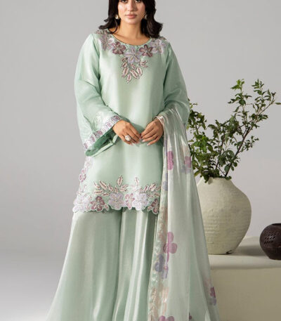 SHEESHA SILK 3PC Embroidered stitched Luxury Suit S-11