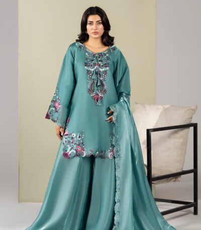 SHEESHA SILK 3PC Embroidered stitched Luxury Suit S-13