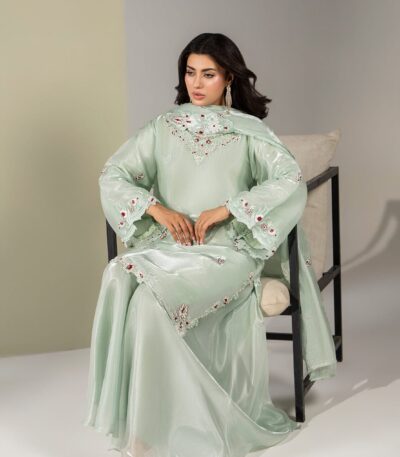 SHEESHA SILK 3PC Embroidered stitched Luxury Suit S-16