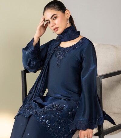 SHEESHA SILK 3PC Embroidered stitched Luxury Suit S-17