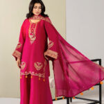 SHEESHA SILK 3PC Embroidered stitched Luxury Suit S-19