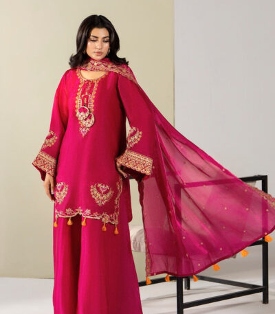 SHEESHA SILK 3PC Embroidered stitched Luxury Suit S-19