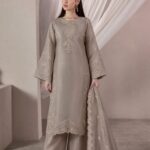 SHEESHA SILK 3PC Embroidered stitched Luxury Suit SS-06 BEIGE