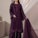 SHEESHA SILK 3PC Embroidered stitched Luxury Suit SS-07 PURPLE